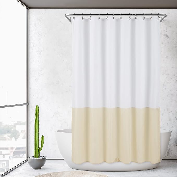 ALYVIA SPRING Waterproof Fabric Shower Curtain or Liner White/Cream, 72x72 | 3 Magnets, Soft Cloth & Hotel Quality, Machine Washable, Light-Weight, Standard Size