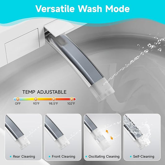 Smart Toilet with Bidet Built in, Elongated One Piece Bidet Toilet with Auto Flush, Heated Seat, Instant Warm Water, Dryer, Foot Sensor.Deodorization