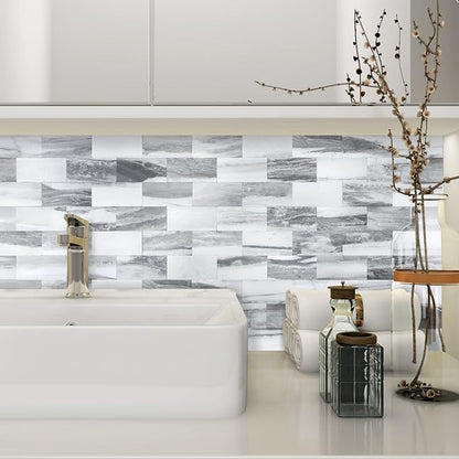 STICKGOO 10-Sheets Subway Tiles Peel and Stick Backspalsh, Gray | Matte Kitchen Backsplash Wall Tiles, Peel and Stick Wall Panels for Bathroom, Fireplace, RV