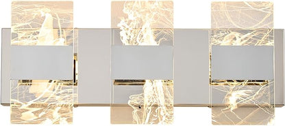 Modern LED Bathroom Light Fixtures Dimmable 3-Light Chrome Vanity Light, 5CCT Adjustable Lighting Fixture Vanity Lights Over Mirror, Smoked Acrylic LED Vanity Lights for Bathroom