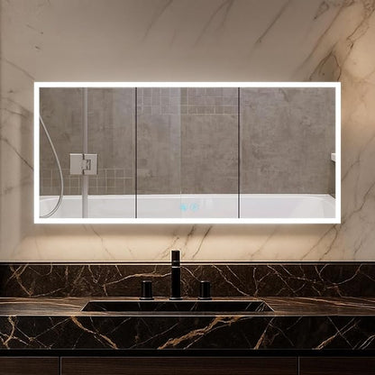 Blossom LED Mirror Medicine Cabinet with Lights, 60x32 Inch, Wall Mounted LED Lighted Bathroom Medicine Cabinet, Recessed/Surface with Defogger, Adjustable Brightness, Makeup Mirror with Lights
