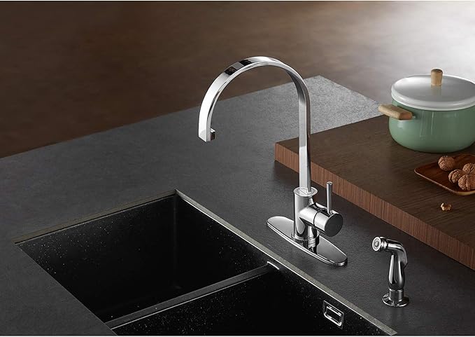 Gourmetier LS8711CTLSP Continental Single-Handle Kitchen Faucet with Side Sprayer, Polished Chrome