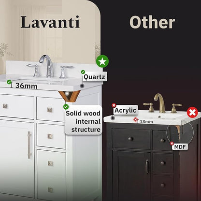 Lavanti Oakford 30 Inch Bathroom Vanity with Sink – Stylish White Vanity Bathroom with Storage Cabinet – Modern Bathroom Vanities with Single Vanity Sink & Quartz Countertop
