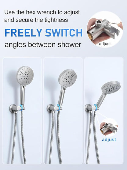 Woindo Shower Faucet Set 10" Rain Shower Head/8'' Side Shower Head and 3 Setting Handheld Ceiling Mount 3 Push Button Diverter Complete Rainfall Round Shower System Included Valve Trim Kit