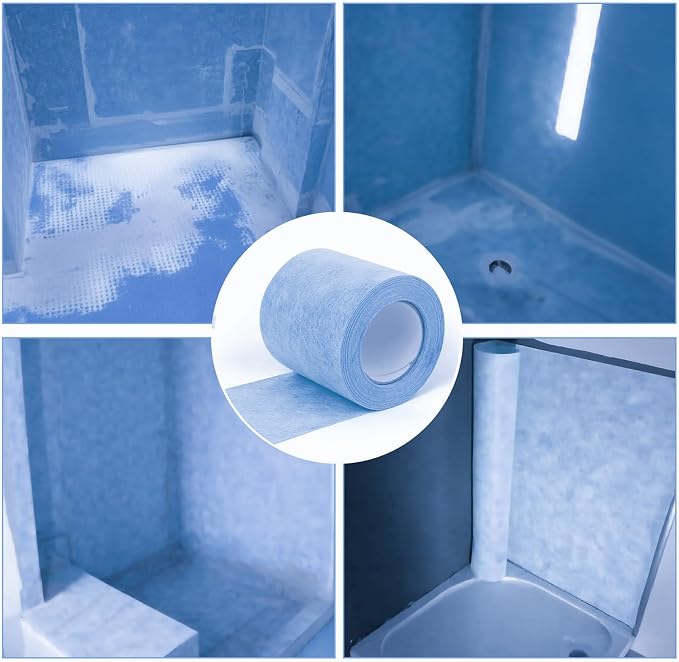 Shower Waterproofing Membrane Roll, 5 in x 50 Ft, 21 Sq Ft, 20 Mil | Blue HDPE roll for shower membrane seams, corners and wall-to-floor joints; bonds with thin-set mortar for a secure install
