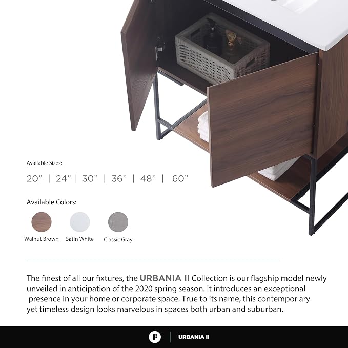 48 Inch Bathroom Vanity with Sink - Modern Knob Free Design, Elegant Space-Saving Solution for Your Bathroom - Durable, Bathroom Vanities for a Contemporary Look - Urbania Collection
