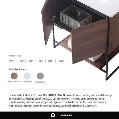 60 Inch Bathroom Vanity with Sink - Modern Knob Free Design, Elegant Space-Saving Solution for Your Bathroom - Durable, Bathroom Vanities for a Contemporary Look - Urbania Collection