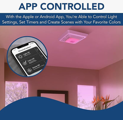 Broan-NuTone FG800RGBS Genuine Replacement Cover (Bath Fan Not Included) with ChromaComfort LED Light and Sensonic Bluetooth Speaker, Fits Select Bathroom Fan Models