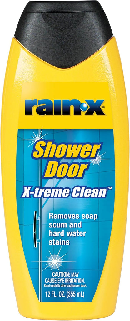 Rain-X 630035 X-Treme Clean Shower Door Cleaner, 12 Fl. Oz, Formulated To Clean Glass Shower Doors - Easy To Use, Removes Soap Scum, Dirt, Hard Water Build-up, Calcium, Lime Stains And Rust Stains