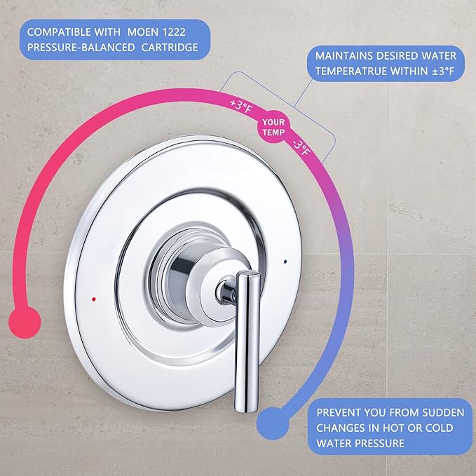 Tearel Shower Trim Kit for Moen T2901 Chrome Shower Handle 2-Pack, Compatible with Moen Posi-Temp Valve Series, Solid Metal Construction, Repair Wobbly Handle or Bathroom Renovation