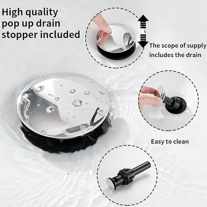 Chrome Bathroom Faucet Waterfall GGStudy Single Handle One Hole Farmhouse Bathroom Vanity Faucet Basin Mixter Tap Deck Mount with Drain Assembly