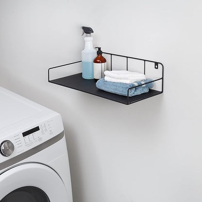 Honey-Can-Do Floating Shelves for Wall, Geometric Style Decor Shelf for Bathroom Bedroom Living Room Kitchen Office, Black