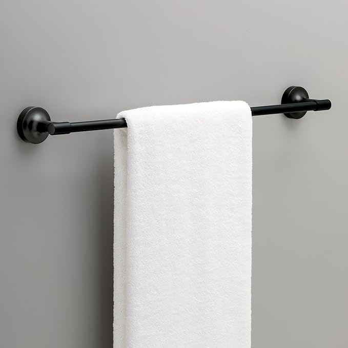 Franklin Brass Voisin (4-Pack) Bathroom Set Matte Black 24" Towel Bar Rack, Toilet Paper Holder, Hand Towel Holder, Hook | Bathroom Accessory Set Towel Holder Hardware Set VOI64-MB