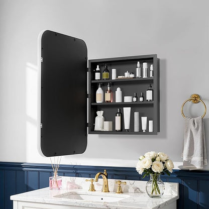 Casaphoria 30" H x 20" W Bathroom Medicine Cabinet with Mirror, Metal Frame Wall Medicine Cabinets Mirrors, Wall Mirror Cabinet, White