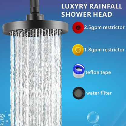 High Pressure Rain Shower Head, High Flow Pressure Boosting Adjustable Rainfall Showerhead, Awesome Shower Experience Even At Low Water Flow, Oil Rubbed Bronze