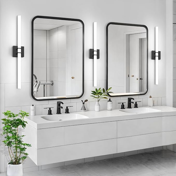 Modern Black Vanity Light Bar 32 Inch, 24W 5CCT Dimmable Bathroom Light Fixtures LED Wall Lighting Fixture