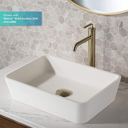 KRAUS Ramus Single Handle Vessel Sink Bathroom Faucet with Pop-Up Drain in Brushed Gold, KVF-1220BG-2PK