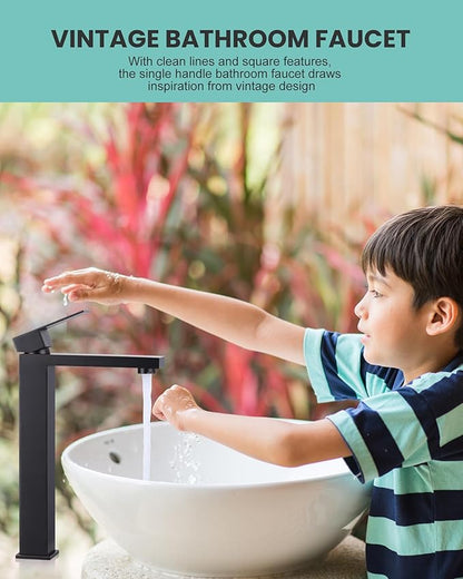 ARCORA Vessel Sink Faucet Oil Rubbed Bronze, Single Handle Tall Bathroom Faucet, Single Hole Lavatory Vanity Mixer Tap with Pop Up Drain and Supply Lines