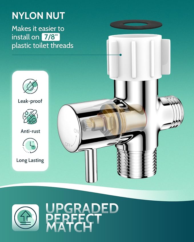 LUFEIDRA 3 Pack Handheld Bidet Sprayer for Toilet, Adjustable Water Flow | Leak-Free Hose, 8/7” Brass T-valve, Feminine Wash, Cloth Diaper Rinse, RV Toilet Use, Tank or Wall Mount, Easy Installation