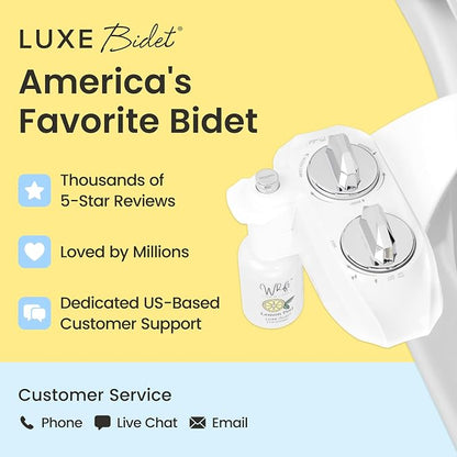 LUXE Bidet WHIFT 185 Bidet - Deodorizing EZ-Lift Bidet Attachment, Chrome | Non-Electric, Built-In Deodorizing Spray, Cold Water, Lemon Refill Included, Easy Slide-In Install, Rear & Feminine Wash