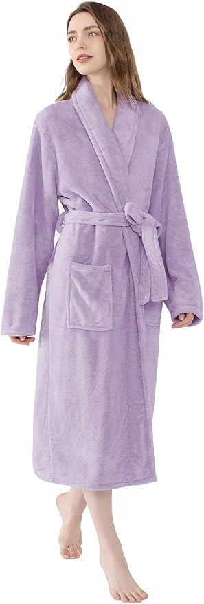 Soft Robe For Women，Warm Plush Bath Robes Female，Spa Towel After Shower Lightweight Long Bathrobe