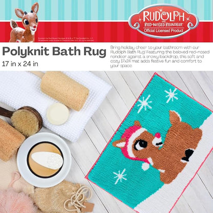 Collectibles Rudolph The Red Nose Reindeer Holiday & Christmas Non Slip Plush Poly Knit Bathroom Mat Rug, 17x24, (Officially Licensed Product) By Franco