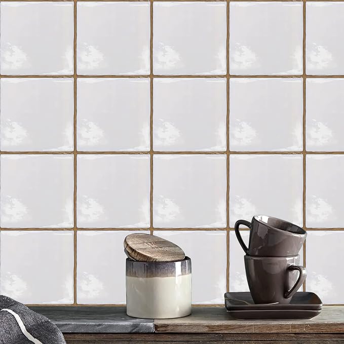 Alwayspon Vinyl Sticker Peel and Stick, Self-Adhesive Wall Tile Transfers Backsplash Sticker Decal for Kitchen Bathroom, 6x6inch/15x15cm 30Pcs, T030