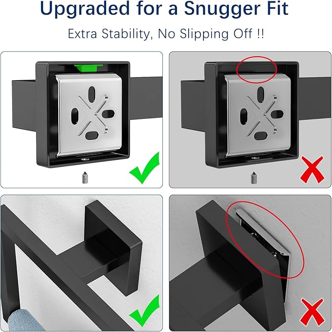 Gypie Bathroom Accessories Set Wall Mounted, 5-Piece 24In Matte Black | Stainless Steel Modern Wall Mount Towel Racks for Bathroom Towel Bar Set