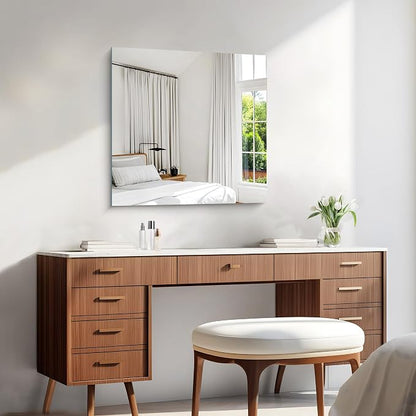 KOCUUY Frameless Mirror, 24"x24" Bathroom Mirror for Over Sink, Upgraded Shatterproof, Large Rectangle Unframed Mirror for Wall, Bathroom, Bedroom, Living Room, Entryway, Hang Horizontal/Vertical