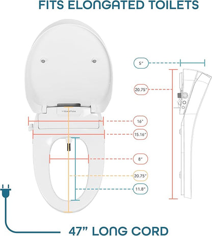 BidetMate 3500 Series Electric Bidet with Dryer, Heated Smart Toilet Seat with Automatic Opening and Closing Lid & Seat, Unlimited Heated Water, Remote, Warm Air Dryer, and Self-Cleaning - Elongated