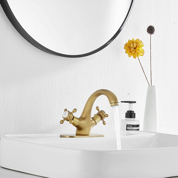 Bathroom Faucet Antique Brass Bathroom Vanity Faucet Single Handle One Hole Bathroom Sink Faucet Basin with Cover Plate