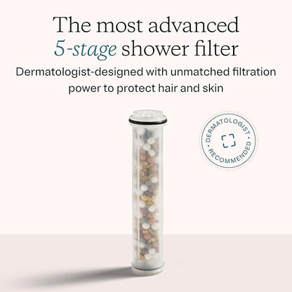 High Pressure Handheld 5-Stage Filtered Shower Head, Hard Water | Removes chlorine & heavy metals for healthier hair & skin; water softener shower filter, dermatologist-formulated