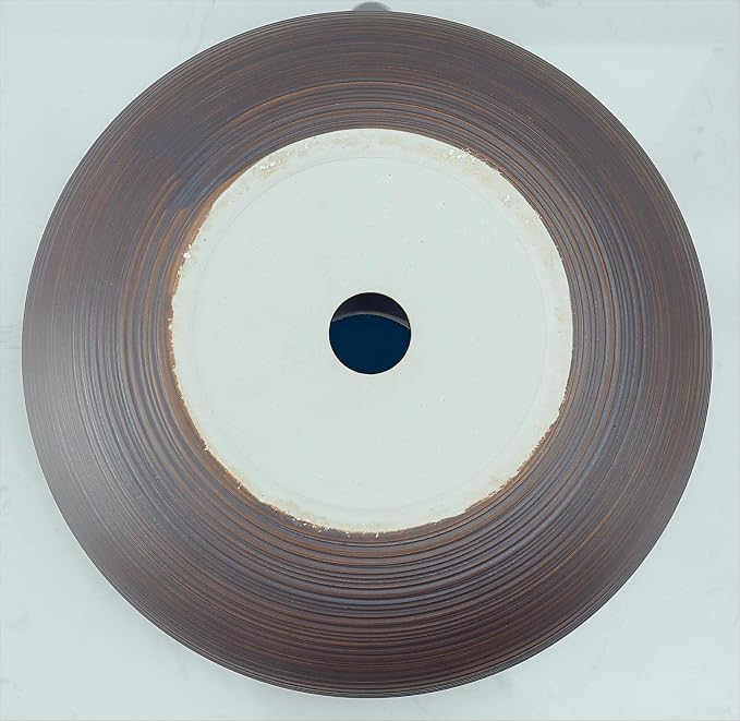 16 Inch Round Vessel Sink - Brown & Black Porcelain Ceramic Art Basin, Handmade Countertop Bathroom Sink Bowl