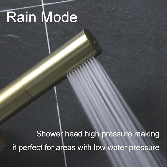 Brushed Gold Shower Head 2 in 1 Function High Pressure 7 inch Hand Held Shower Head Dual Modes High Flow Shower Wand with 59 inch Hose and Shower Bracket