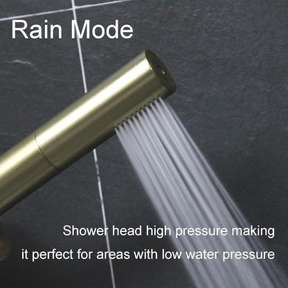 Brushed Gold Shower Head 2 in 1 Function High Pressure 7 inch Hand Held Shower Head Dual Modes High Flow Shower Wand with 59 inch Hose and Shower Bracket