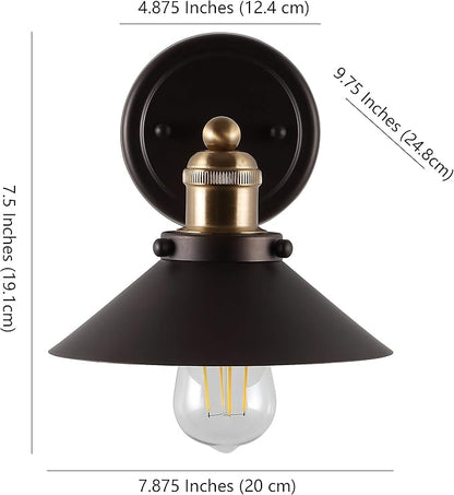 JONATHAN Y 7.8" Oil Rubbed Bronze/Brass Gold 1-Light Industrial Farmhouse Metal Vanity Light Wall Sconce, Metal Shade for Bathroom Mirror, Kitchen, Entryway, LED Bulb Included (JYL7426C)