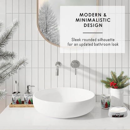 Clara Clark Bathroom Set - Christmas Bathroom Sets with Shower Curtain and Rugs, Xmas Bathroom Accessories Set, 22PC Christmas Shower Curtain Set with Liner, Soap Dispenser, Toilet Brush, & Trash Can