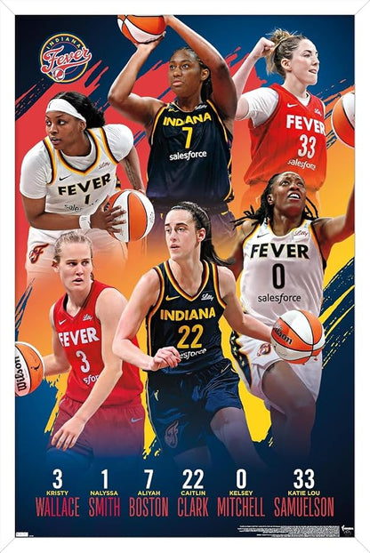 Trends International WNBA Indiana Fever -Team 24 Wall Poster, 34L x 22.4W, White Framed Version