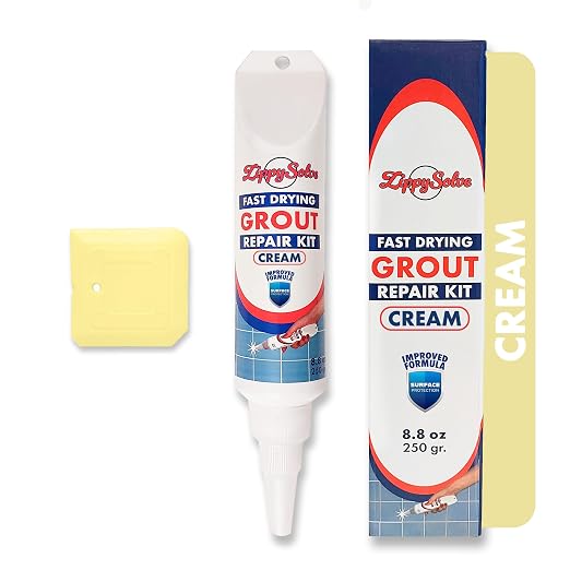 Tile Grout Repair Kit, Refresh Tile Grout Filler (8.8 oz, Cream) | Restore & Renew Tile Joints, Fast-Drying Grout Sealer & Paint, Squeeze Tube for Bathroom, Shower & Kitchen Floors, Waterproof