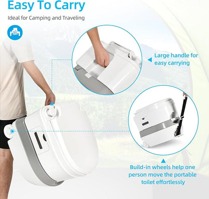 YITAHOME 6.34 Gallon Portable Toilet for Camping, RV Travel Porta Potty Leak-Proof with Press Flush Pump, Paper and Detergent Collection, Rotating Spout for Adults, Boating, Hiking, Trips