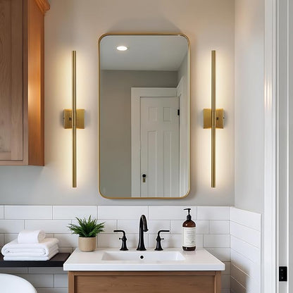 Gold Vanity Light Fixtures for Bathroom Over Mirror 30 inch LED Bath Sconces IP44 5CCT Adjustable Morden Picture Lights for Paintings (Built-in Dimmer)