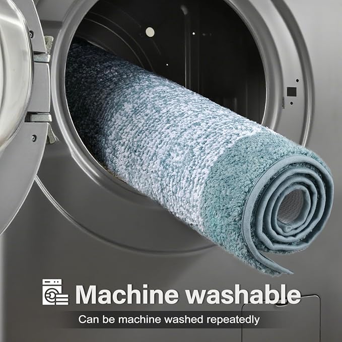 80x24 Large Bathroom Rugs Washable Non Slip, Dusty Blue Bath Mat for Bathroom Floor Tub, Soft Absorbent Quick Dry Mats for Shower, Bathtub,Home Decor
