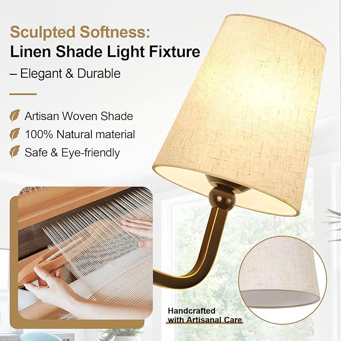Bathroom Light Fixtures, 3-Light Oil-Rubbed Bronze Vanity Lights, Bathroom Lighting Fixtures Over Mirror with Flared Linen Shade, Modern Wall Sconces for Living Room Hallway