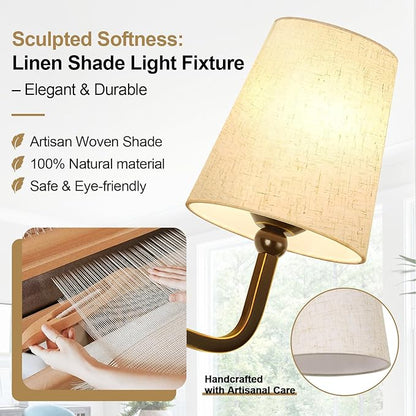 Bathroom Light Fixtures, 3-Light Oil-Rubbed Bronze Vanity Lights, Bathroom Lighting Fixtures Over Mirror with Flared Linen Shade, Modern Wall Sconces for Living Room Hallway