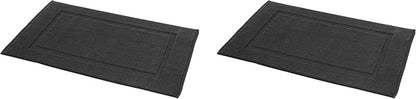 Amazon Basics Banded 100% Cotton Machine Washable Bathroom Bath Rug Mat, 31" x 20", Black (Pack of 2)