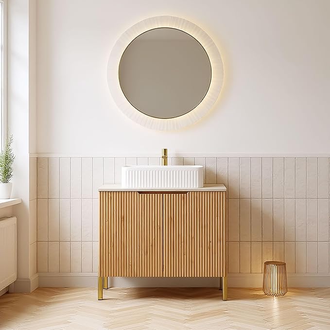 30" Modern Natural Oak Bathroom Vanity with Sink, Bathroom Storage Cabinet with 2 Soft Close Doors, Drain Assembly and Pipe NOT Included
