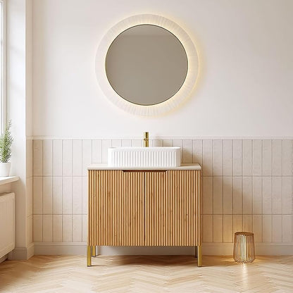 30" Modern Natural Oak Bathroom Vanity with Sink, Bathroom Storage Cabinet with 2 Soft Close Doors, Drain Assembly and Pipe NOT Included