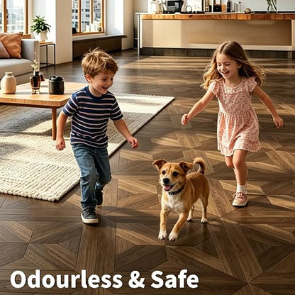 Art3d 30-Pack Peel and Stick Flooring Wood Planks, 12 x 12 in, Teak | Premium Vinyl, Self-Adhesive, Waterproof, Wood Grain, Fade-Resistant, Scratch-Proof, Ideal for Kitchen, Dining Room, Bedrooms