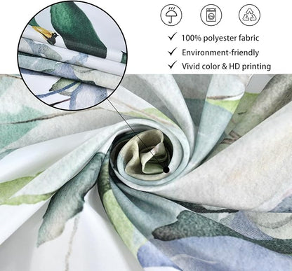 Sage Green Eucalyptus Shower Curtain, Watercolor Leaves Plant Spring Floral Waterproof Fabric Machine Washable with Hooks for Bathroom Bathtub 60Wx72H