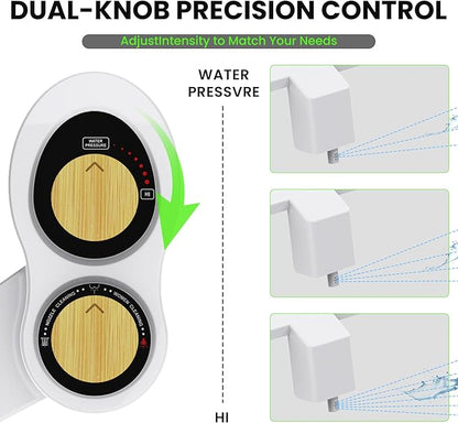 RV Bidet for Camper Toilet, Non-Electric Toilet Sprayer Attachment with Dual Nozzles, Adjustable Pressure, Front/Rear/Self Cleaning, Upgrade for Trailer, Motorhome, Camper, RV Bathroom (Black Base)